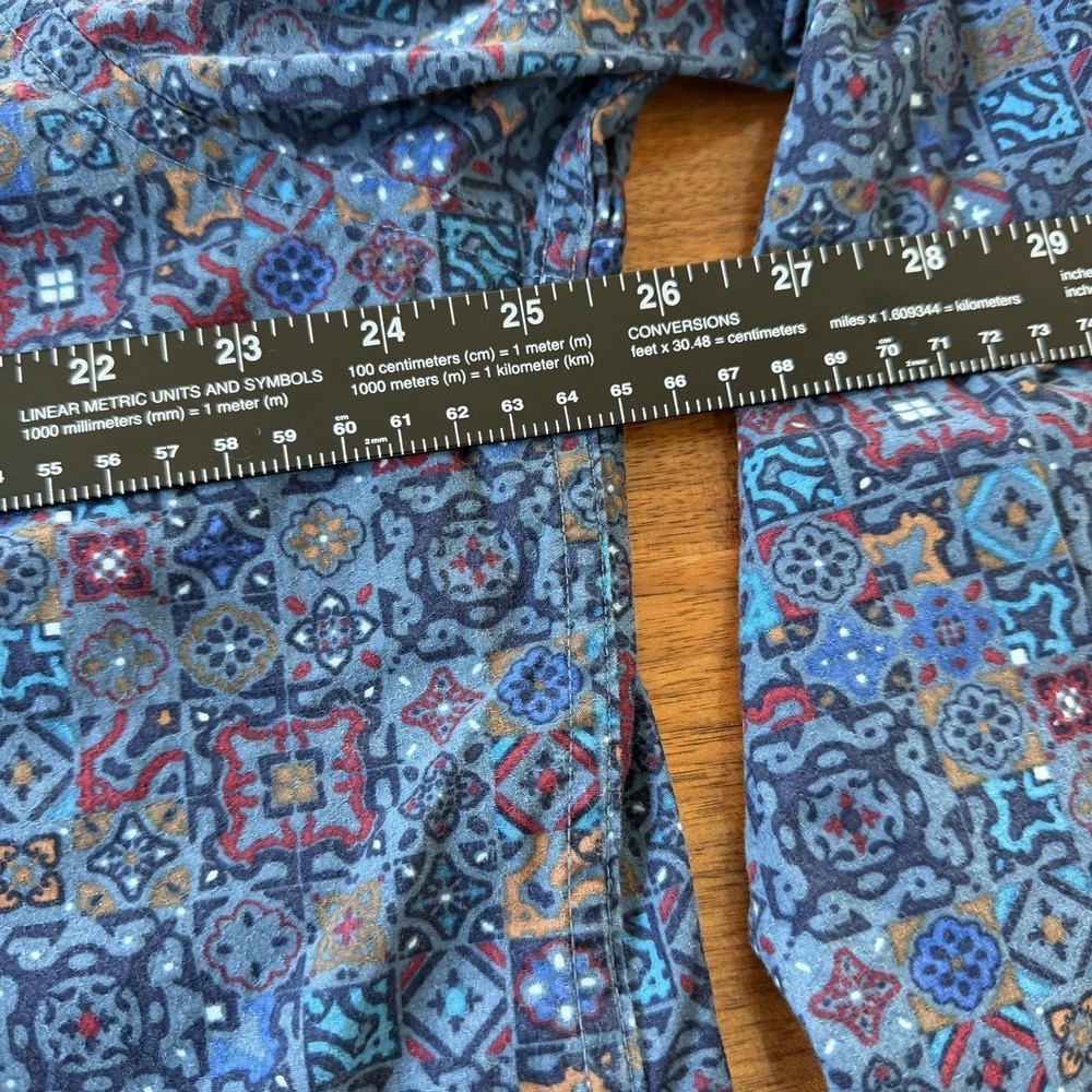 Tasso Elba Geo Design Shirt Mens XL Blue Long Sleeve Button Up Patterned Casual - Picture 6 of 9